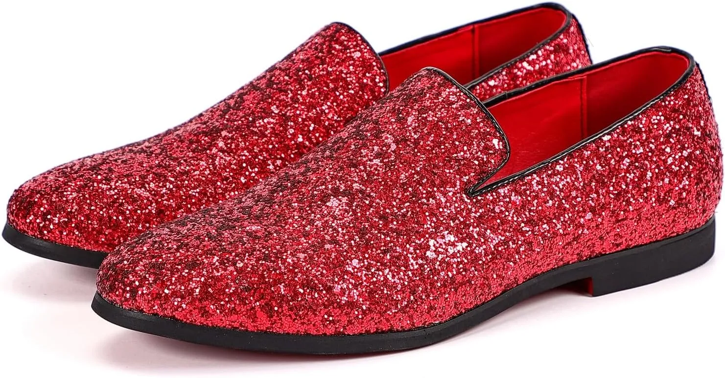 Slipper Metallic Sequins Textured Glitter Tuxedo Slip-on Prom Loafers plasma diet mingle faultfinding Luxury Wedding Dress Shoes Mens Smoking Sparkling 