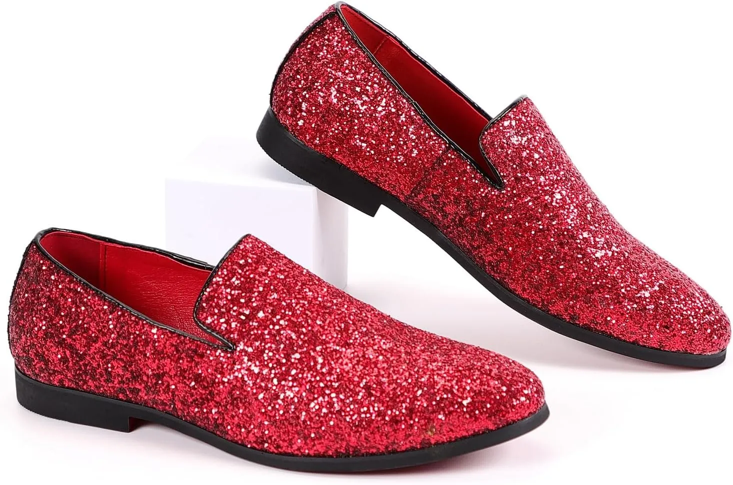 Slipper Metallic Sequins Textured Glitter Tuxedo Slip-on Prom Loafers plasma diet mingle faultfinding Luxury Wedding Dress Shoes Mens Smoking Sparkling 