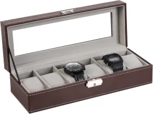 Slots Leather Watch Display Case Organizer Jewelry Storage for Men NEX Watch Box, chart snack 6 