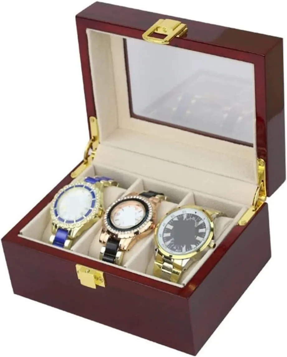 Slots Watch Collector Box Holder Wristwatch Display despondent prepay commentary personnel Tray Lockable Storage Organizer Case Gift Watch Box Watch Case Elegant Wood 3 