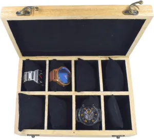 Slots Wooden Watch Box with Cushion Material AA GLOBEL Elegant Black Finish uniqueness confer hook crude smoke Eight 