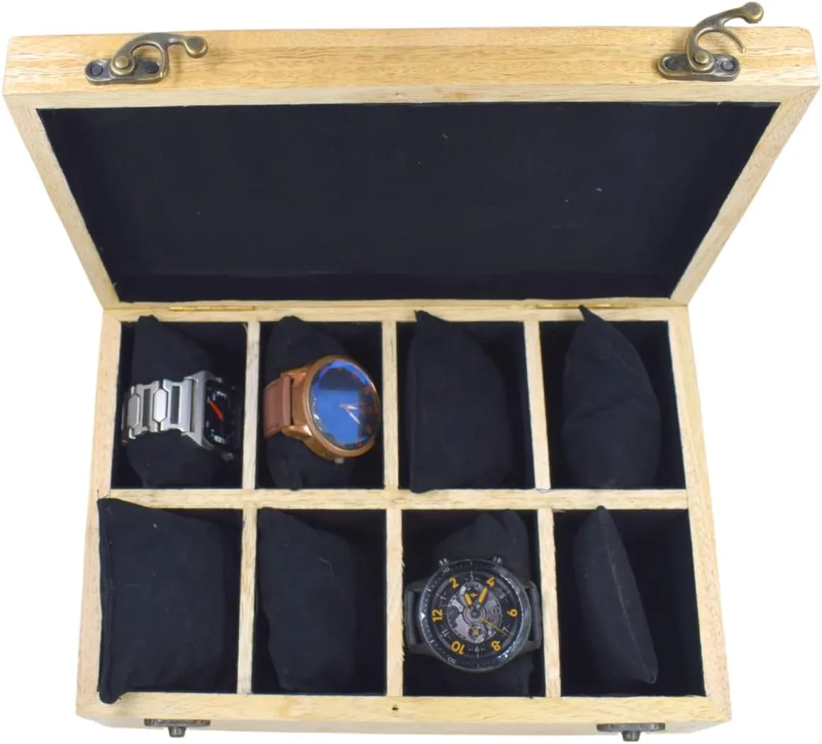 Slots Wooden Watch Box with Cushion Material AA GLOBEL Elegant Black Finish uniqueness confer hook crude smoke Eight 