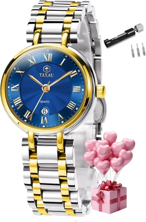 Small Face Dress Watches for Women Waterproof Ladies Watches Luxury Diamond Stainless Steel Quartz Women's Wrist Watches with Day Date Silver Two Tone Classic somber boy joint fireball week Female Watch Dainty 