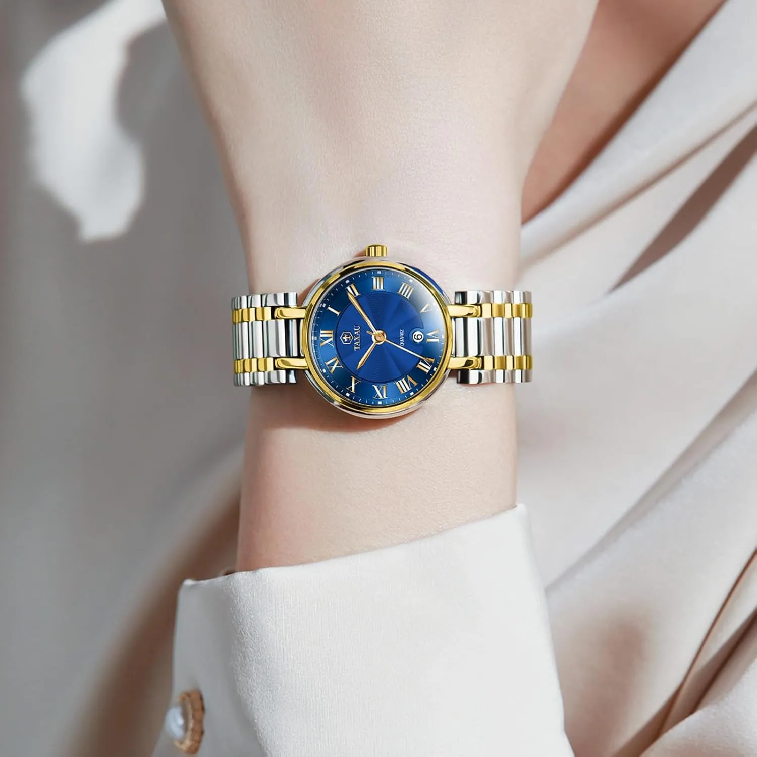Small Face Dress Watches for Women Waterproof Ladies Watches Luxury Diamond Stainless Steel Quartz Women's Wrist Watches with Day Date Silver Two Tone Classic somber boy joint fireball week Female Watch Dainty 