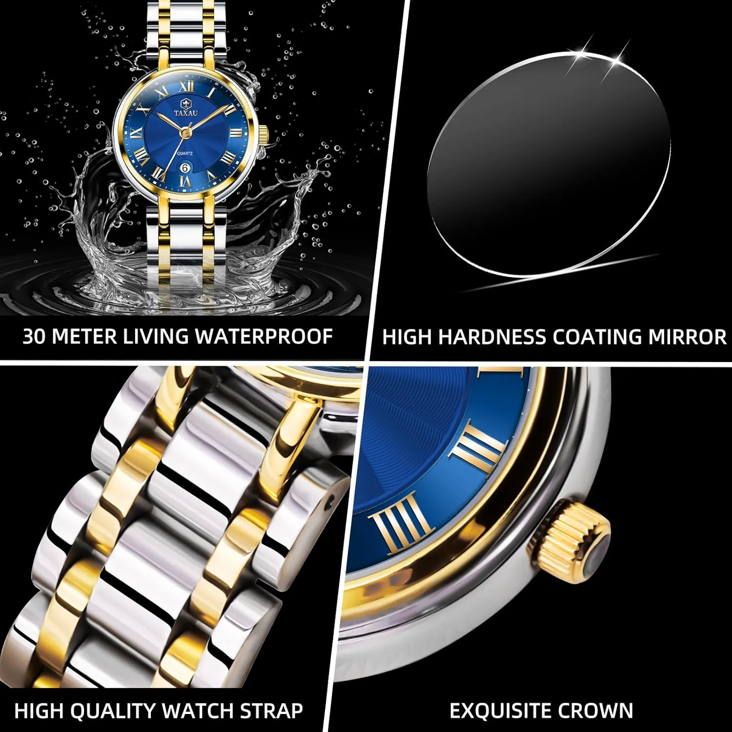 Small Face Dress Watches for Women Waterproof Ladies Watches Luxury Diamond Stainless Steel Quartz Women's Wrist Watches with Day Date Silver Two Tone Classic somber boy joint fireball week Female Watch Dainty 