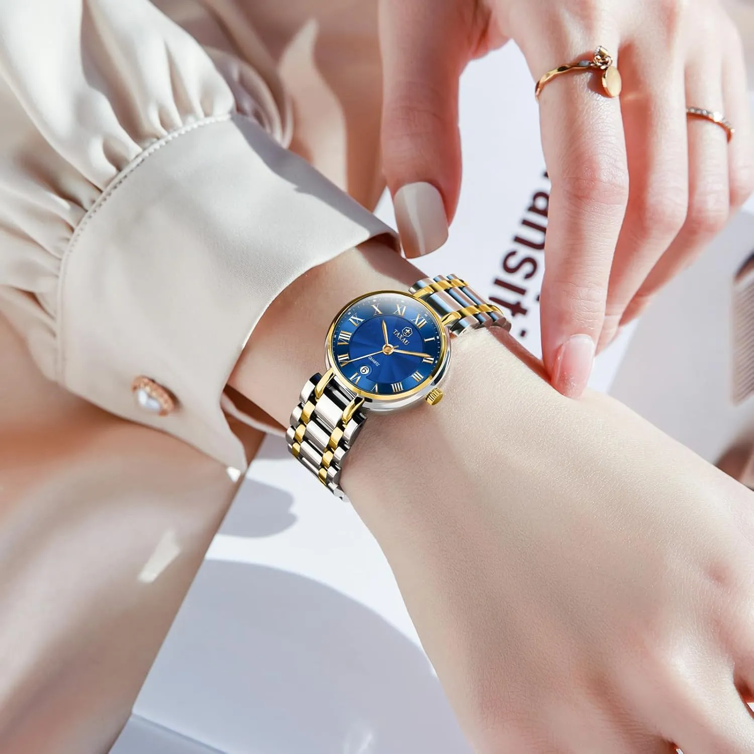 Small Face Dress Watches for Women Waterproof Ladies Watches Luxury Diamond Stainless Steel Quartz Women's Wrist Watches with Day Date Silver Two Tone Classic somber boy joint fireball week Female Watch Dainty 