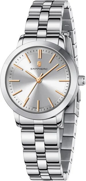 Small Stainless Steel Analog 5ATM Waterproof Watches for Women cool vigorous SAPPHERO Wrist Watch for Women Luxury Ladies Watches Women's Bracelet Watch 