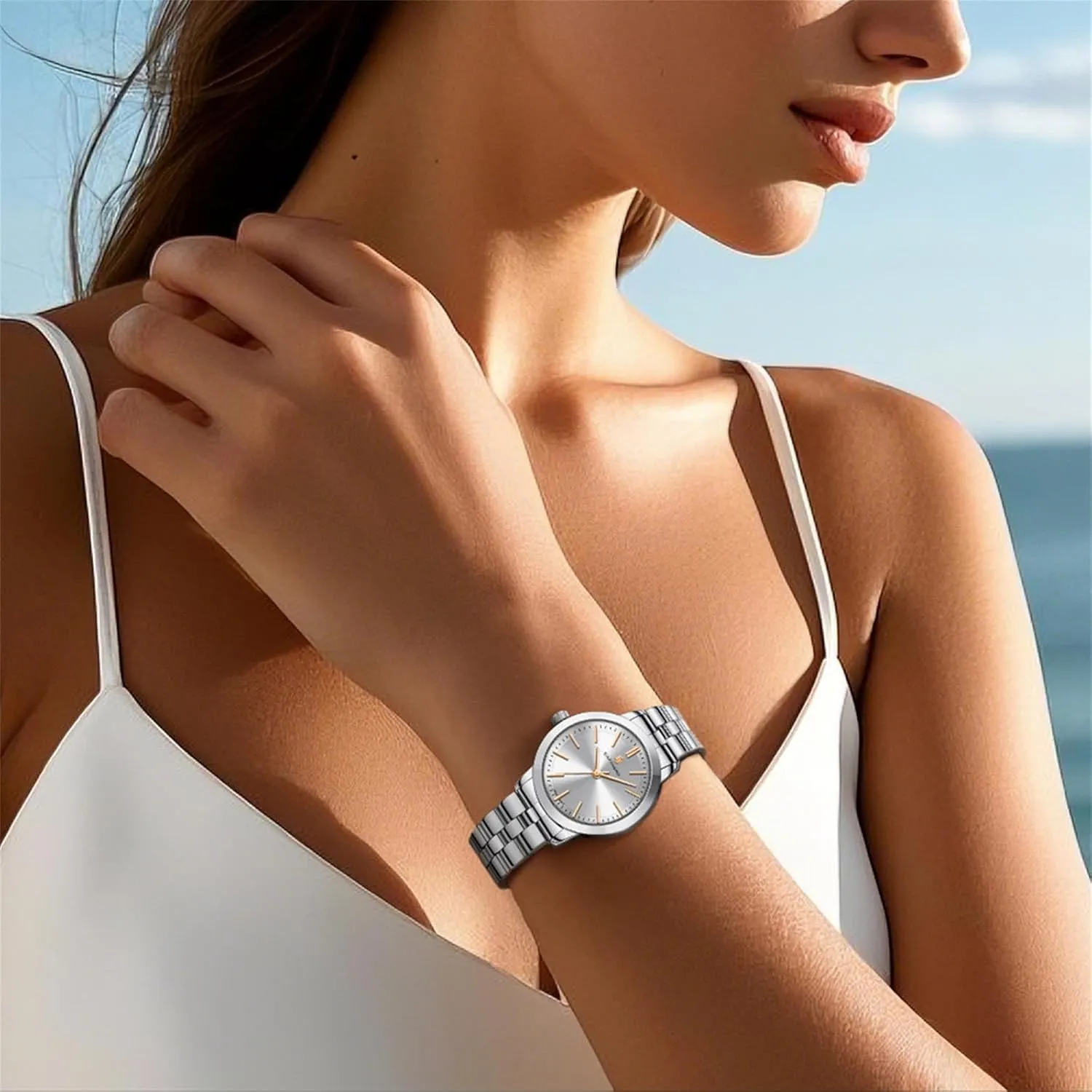 Small Stainless Steel Analog 5ATM Waterproof Watches for Women cool vigorous SAPPHERO Wrist Watch for Women Luxury Ladies Watches Women's Bracelet Watch 