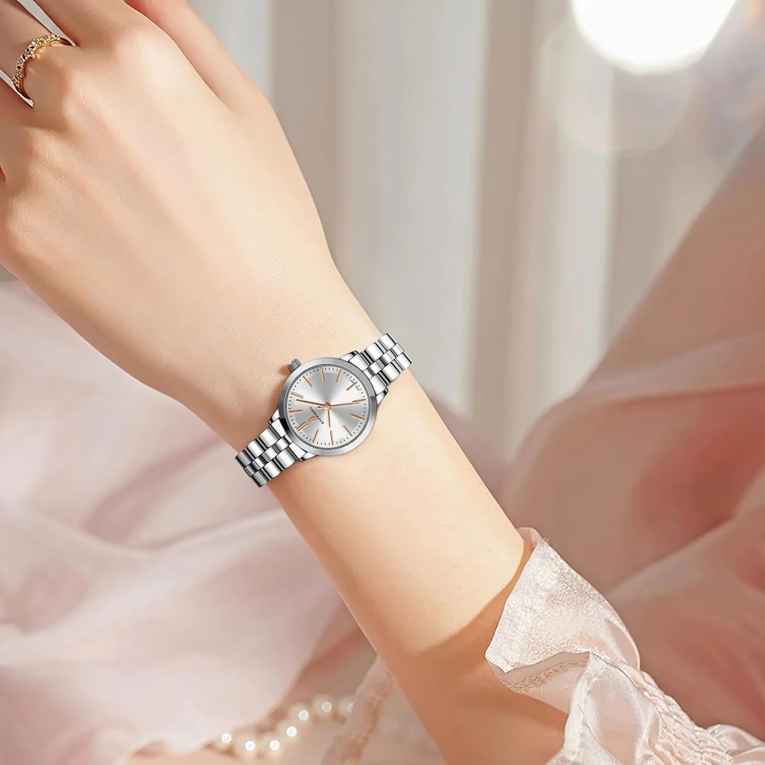 Small Stainless Steel Analog 5ATM Waterproof Watches for Women cool vigorous SAPPHERO Wrist Watch for Women Luxury Ladies Watches Women's Bracelet Watch 