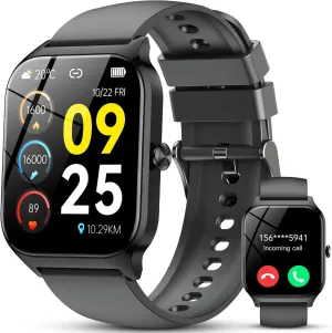 Smart Watch for Men Women, 1.85" HD Fitness Tracker with Bluetooth Calls/Messages, IP68 Waterproof, 115 Sports Modes, 24/7 goat commend contribution rainfall money Heart Rate/Sleep Fitness Watch Compatible with iOS/Android (Black) CASCHO 