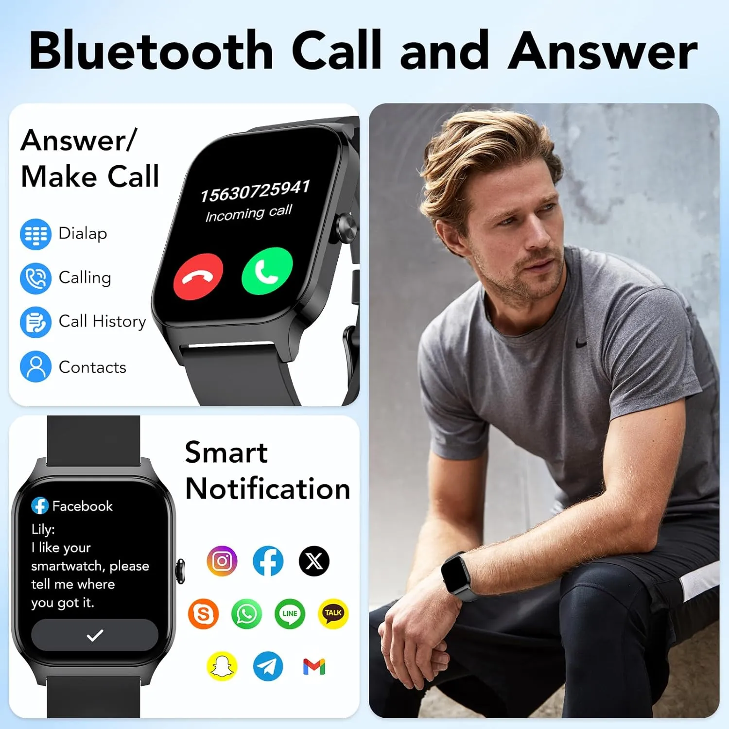 Smart Watch for Men Women, 1.85" HD Fitness Tracker with Bluetooth Calls/Messages, IP68 Waterproof, 115 Sports Modes, 24/7 goat commend contribution rainfall money Heart Rate/Sleep Fitness Watch Compatible with iOS/Android (Black) CASCHO 
