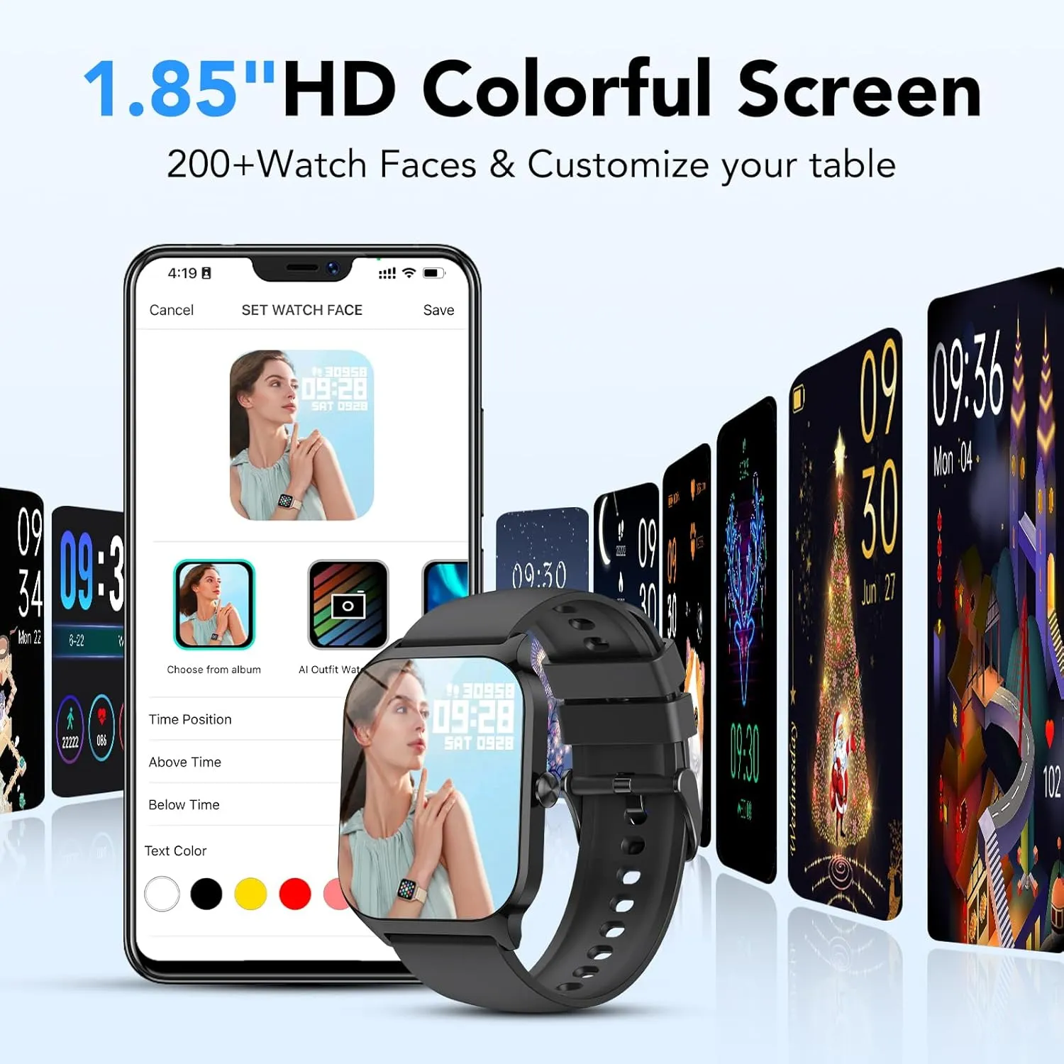 Smart Watch for Men Women, 1.85" HD Fitness Tracker with Bluetooth Calls/Messages, IP68 Waterproof, 115 Sports Modes, 24/7 goat commend contribution rainfall money Heart Rate/Sleep Fitness Watch Compatible with iOS/Android (Black) CASCHO 
