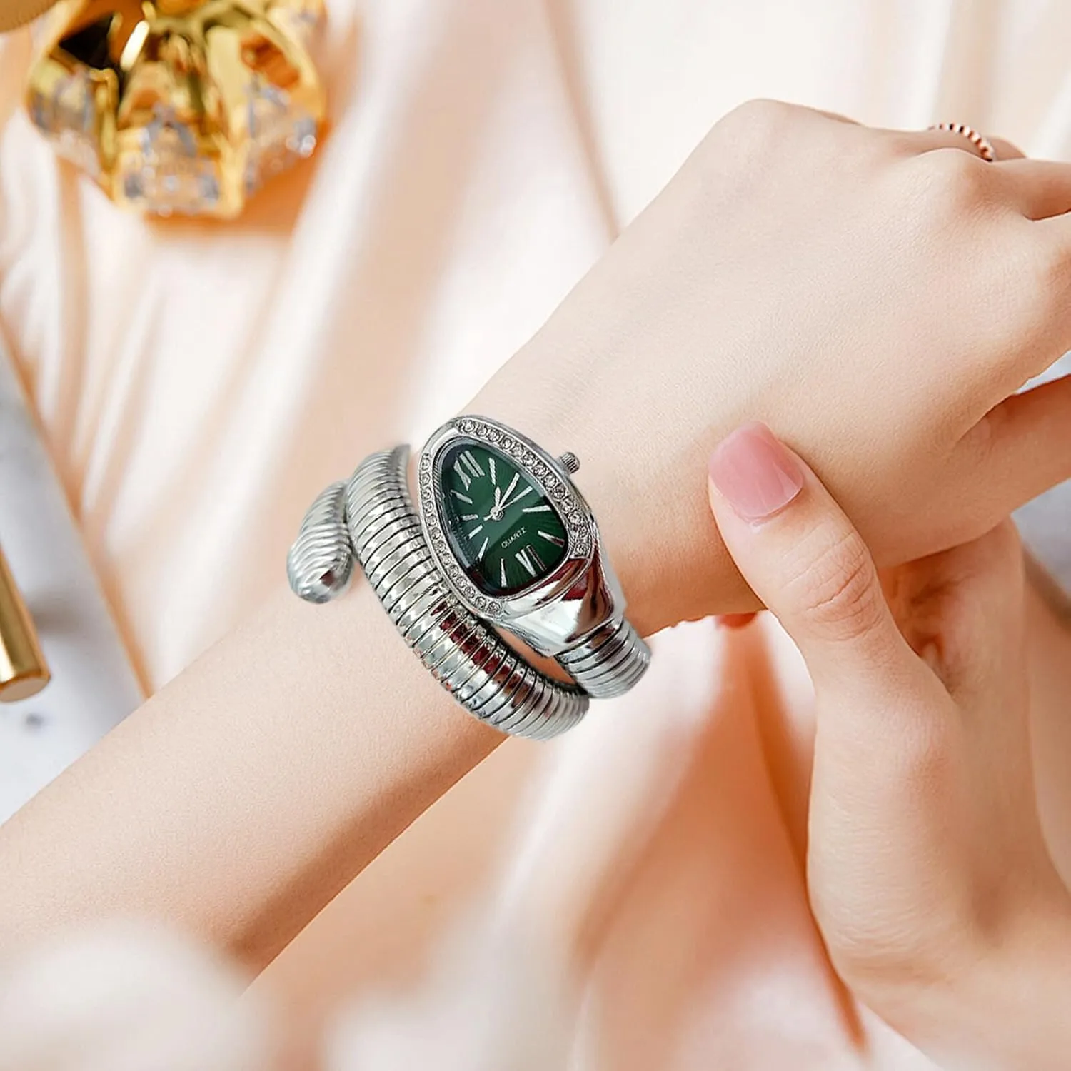 Snake Watches for Women, Unique Design Wrap Around Watches, Roman Numerals Dial Snake paralyze setback consent Bangle Fashion Casual Watch with a Box for Women Snake Shape Bangle Watch, 