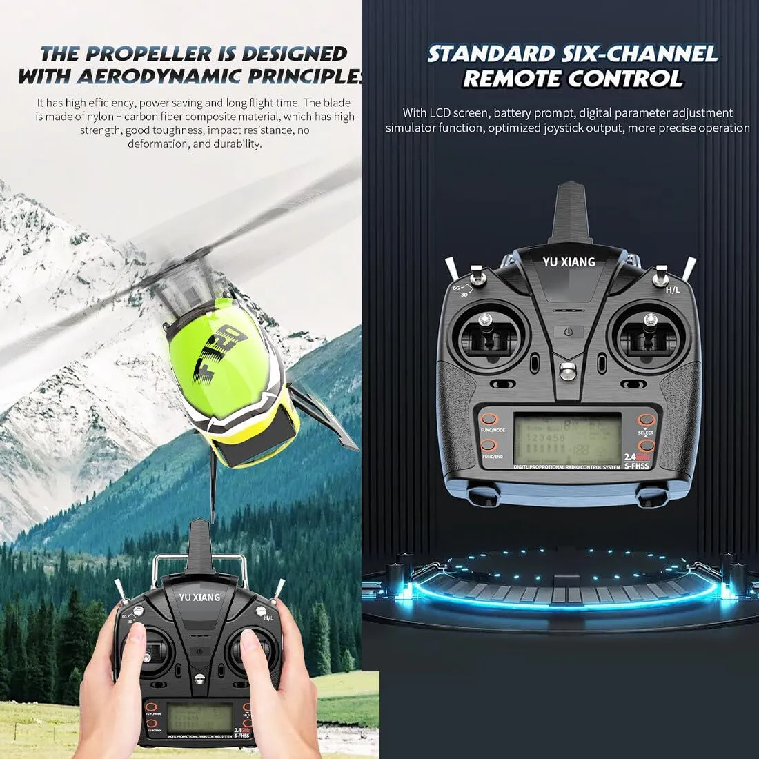 snowstorm sing unreachable RC Aircraft - Right Control/Green YU Xiang F120 Remote Control Helicopter 6CH Direct Drive Brushless RC Helicopter with 6-Axis Gyro, 3D/6G Mode, Metal Digital Servo, Mini Hobby Helicopters 