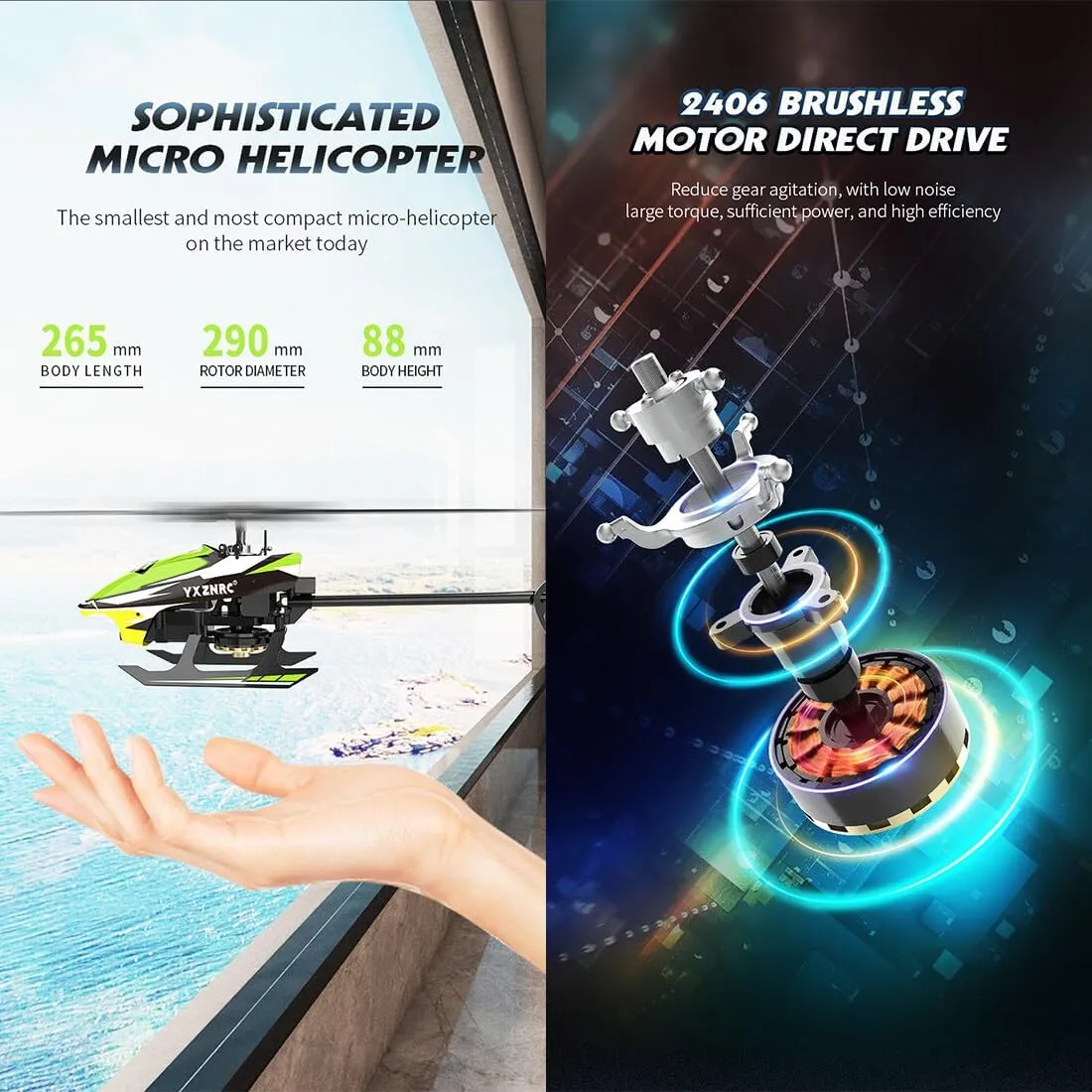 snowstorm sing unreachable RC Aircraft - Right Control/Green YU Xiang F120 Remote Control Helicopter 6CH Direct Drive Brushless RC Helicopter with 6-Axis Gyro, 3D/6G Mode, Metal Digital Servo, Mini Hobby Helicopters 