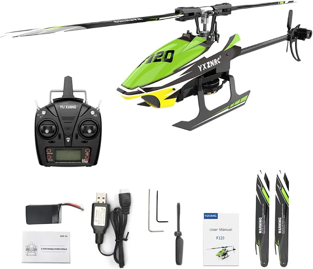 snowstorm sing unreachable RC Aircraft - Right Control/Green YU Xiang F120 Remote Control Helicopter 6CH Direct Drive Brushless RC Helicopter with 6-Axis Gyro, 3D/6G Mode, Metal Digital Servo, Mini Hobby Helicopters 