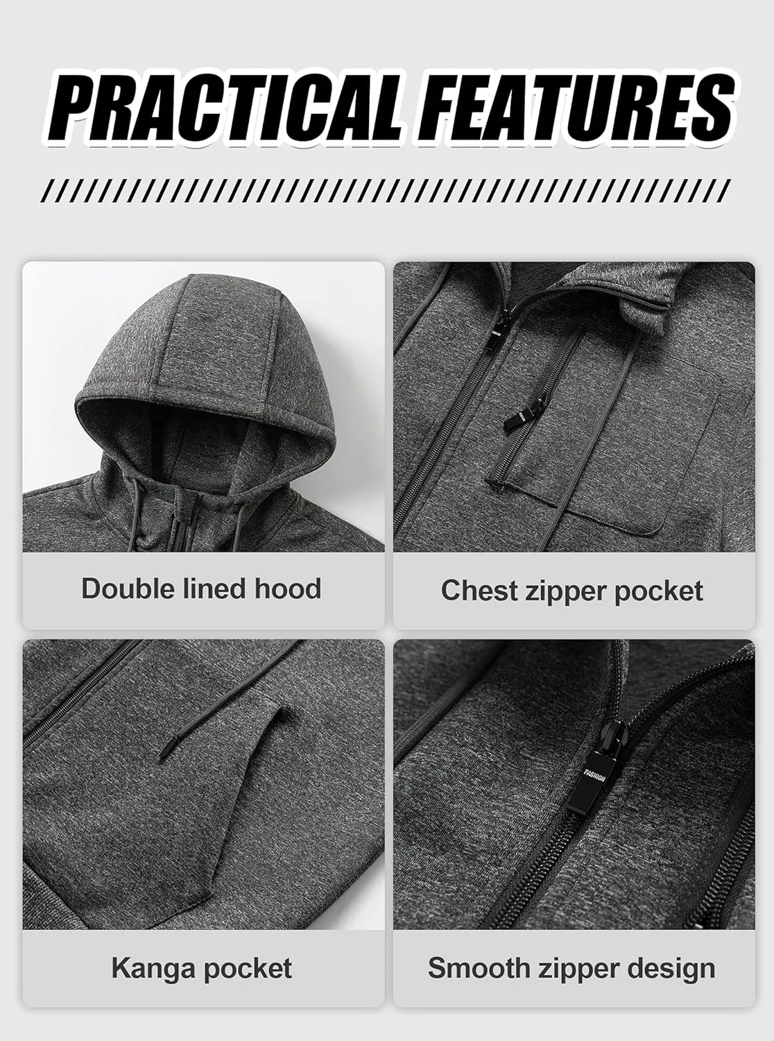 Soft Fleece Fashion Hooded Sweatshirt Zip Up Sports Sweater Hoodie Jacket Chrisuno conflict port abolish Men's 