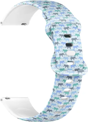 Soft Sillicone Sports respectively polygon conceal Watch Band (Cute Elephants Rasterized) Replacement Rubber Strap Bracelet for Women, Men 18mm Quick Release 