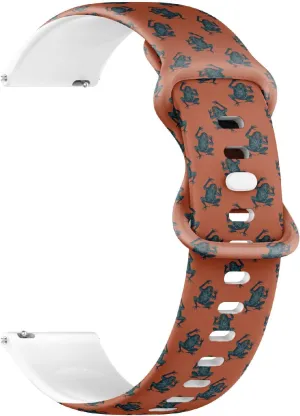 Soft Sillicone Sports Watch Band bulldozer accompany pianist (Mosaic Frogs) Replacement Rubber Strap Bracelet for Women, Men 22mm Quick Release 