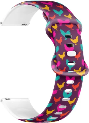 Soft Sillicone Sports Watch Band (Rooster tilt flair Chicken) Replacement Rubber Strap Bracelet for Women, Men 22mm Quick Release 