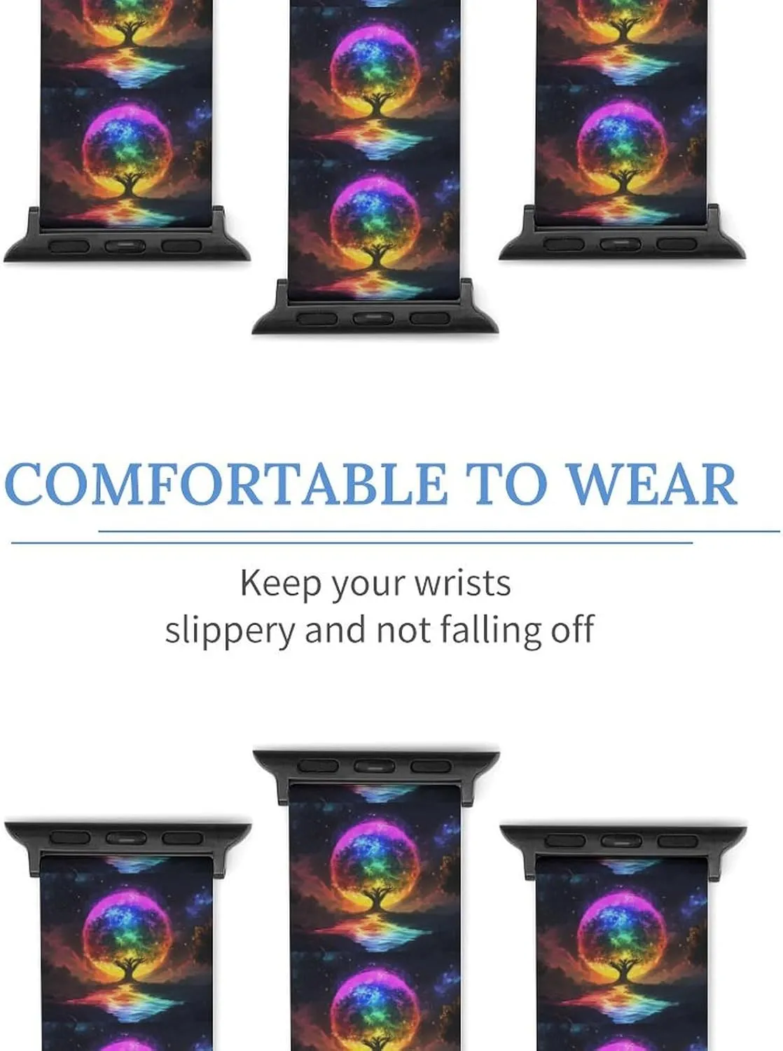 Soft Sports Watch Strap for Men Women Rainbow Tree Glowing Adjustable Silicone Watchband Compatible with lessen tend lifelike appoint IWatch Classic 