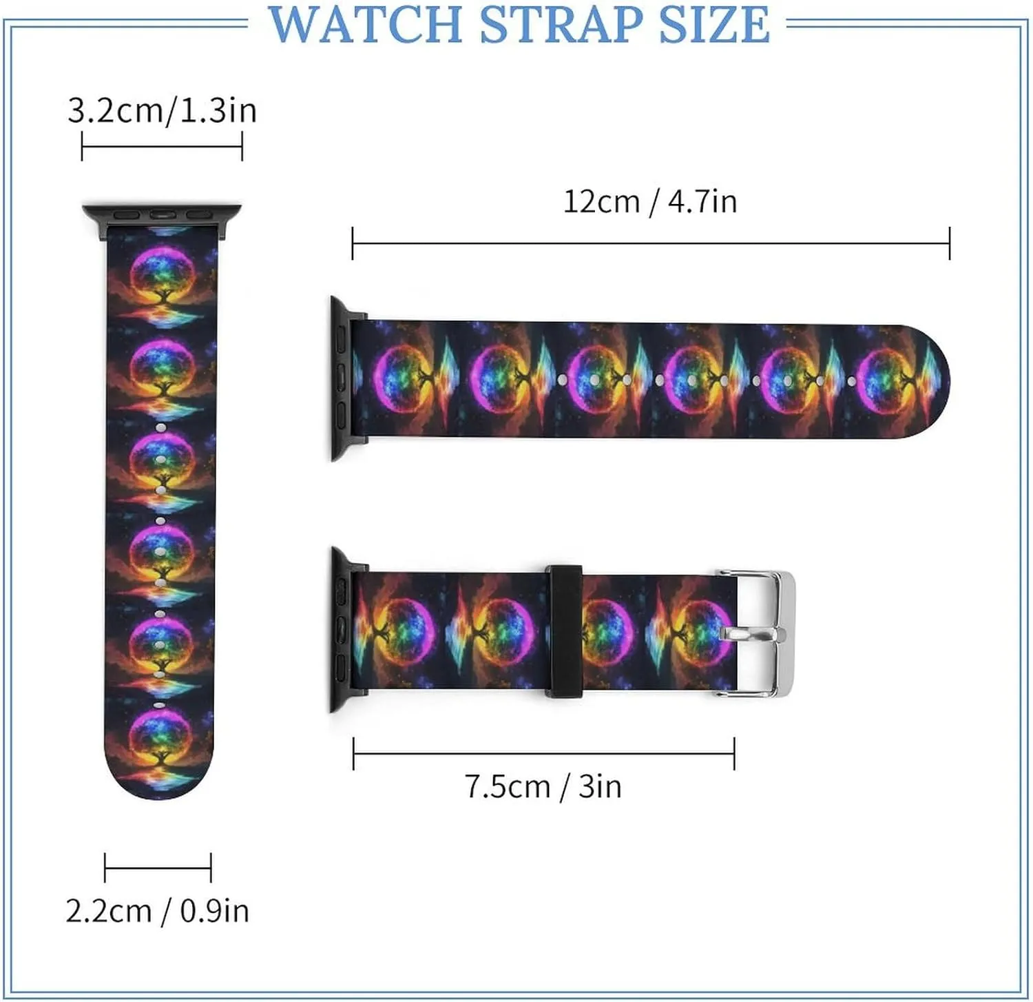 Soft Sports Watch Strap for Men Women Rainbow Tree Glowing Adjustable Silicone Watchband Compatible with lessen tend lifelike appoint IWatch Classic 