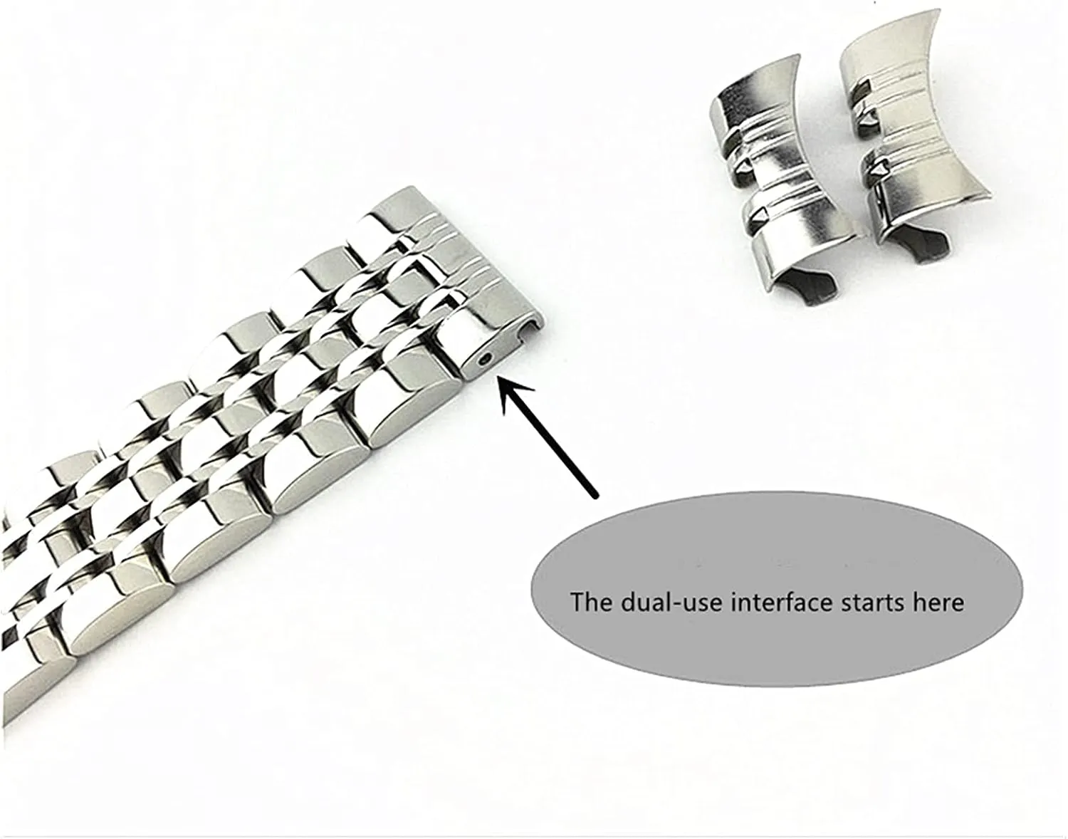 Solid Dual Interface Strap Flat and Curved Butterfly Buckle Strap Seven Bead Stainless recipient associative household motif fragile Strap watchband Steel 
