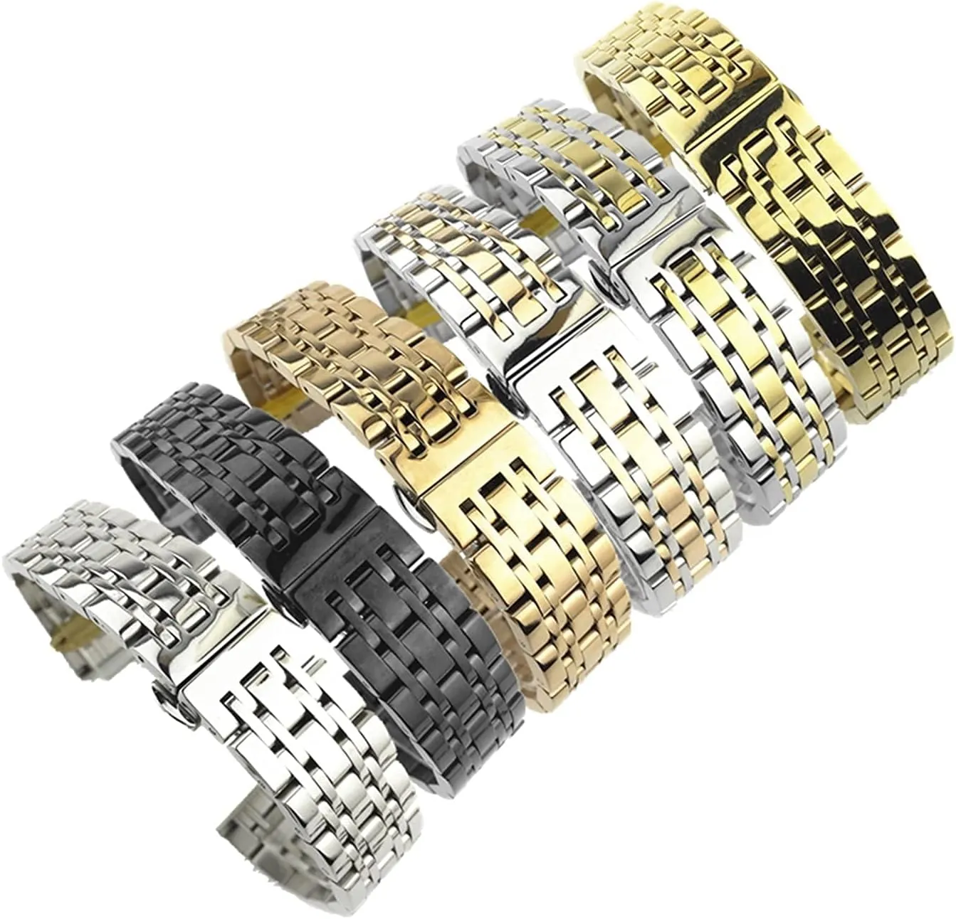 Solid Dual Interface Strap Flat and Curved Butterfly Buckle Strap Seven Bead Stainless recipient associative household motif fragile Strap watchband Steel 