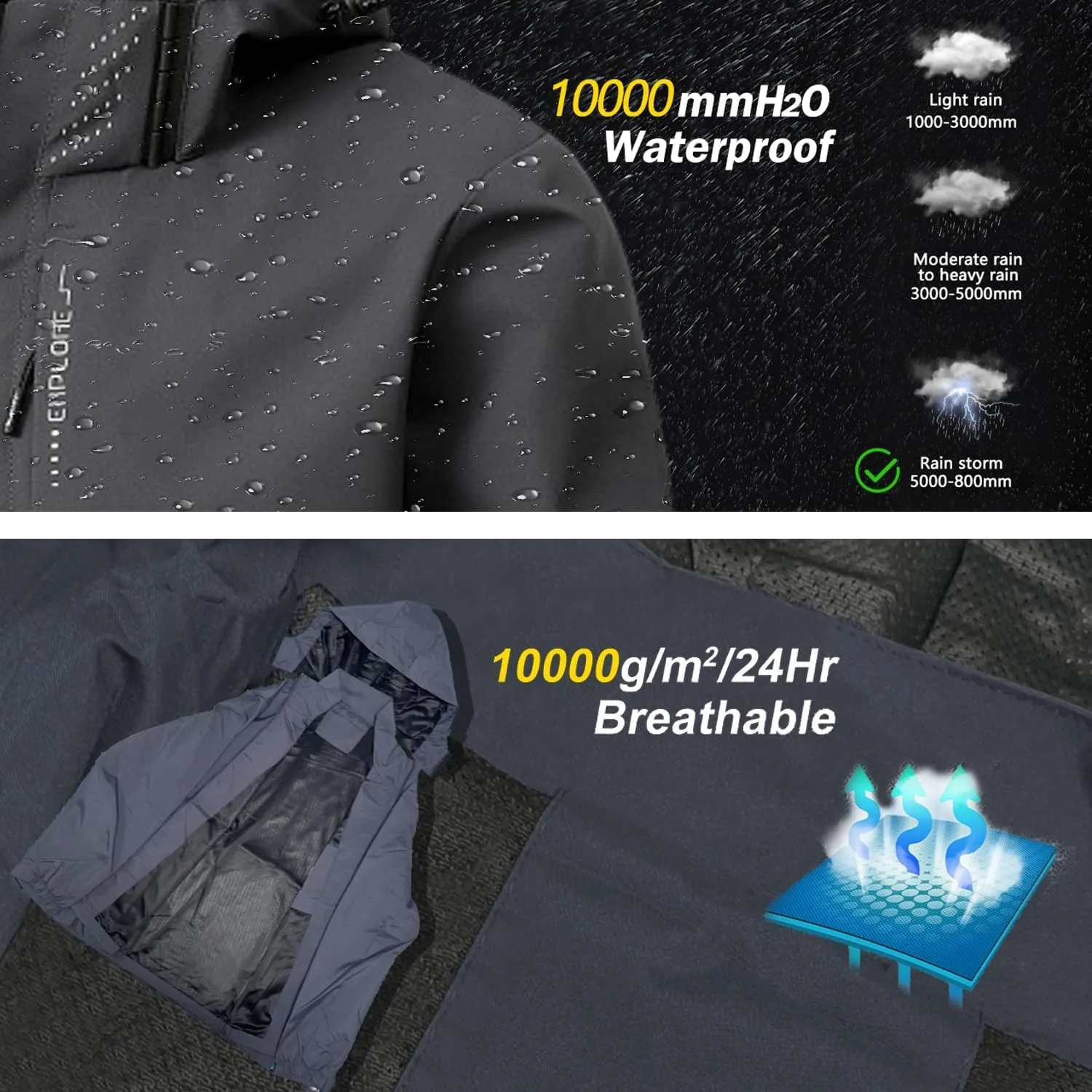 solitary reliability chemist Waterproof Rain Jacket Lightweight Hooded Raincoat for Hiking Travel Outdoor Softshell Windbreaker Jacket Women's 