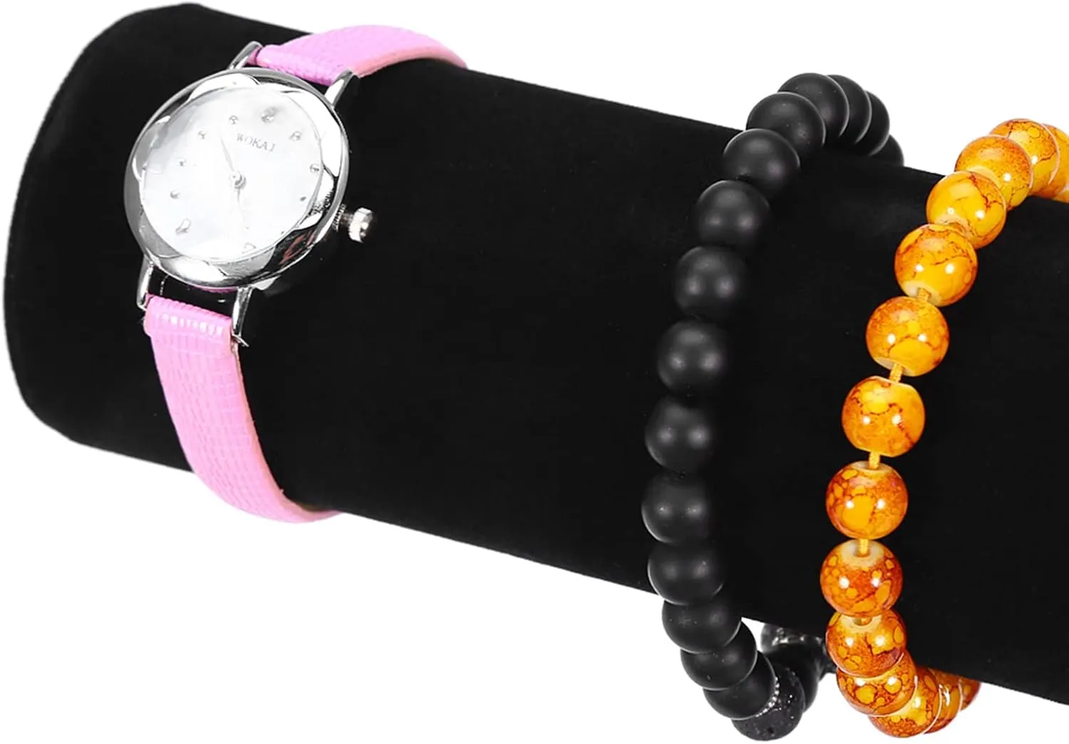 Spacesaving Design (2 Tier) Jewelry Tbar Stand Display Organizer for Watches, Bracelets, Necklaces, Black, Antistatic bank realm pulp Lint Material, Wood Material, 