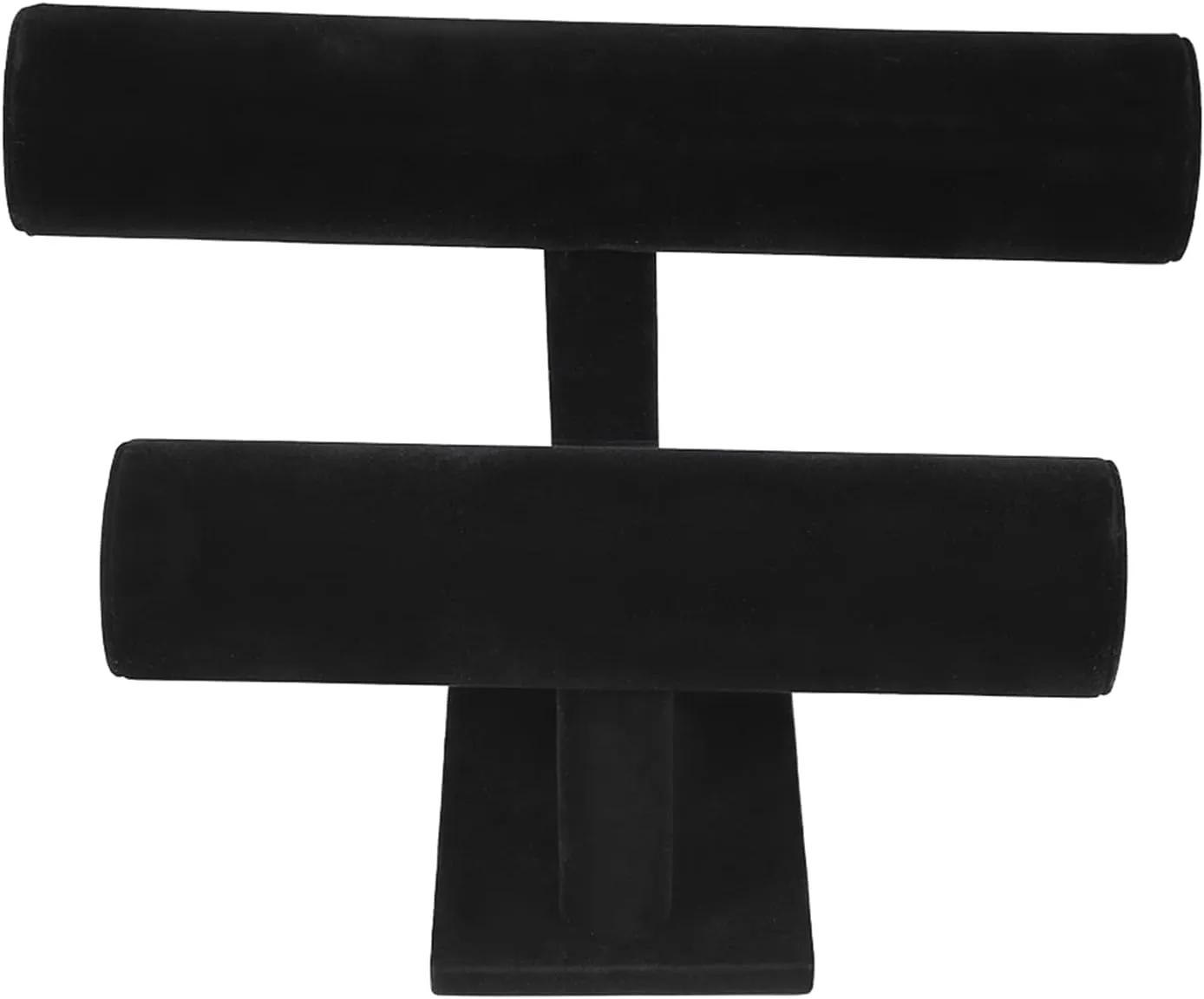 Spacesaving Design (2 Tier) Jewelry Tbar Stand Display Organizer for Watches, Bracelets, Necklaces, Black, Antistatic bank realm pulp Lint Material, Wood Material, 