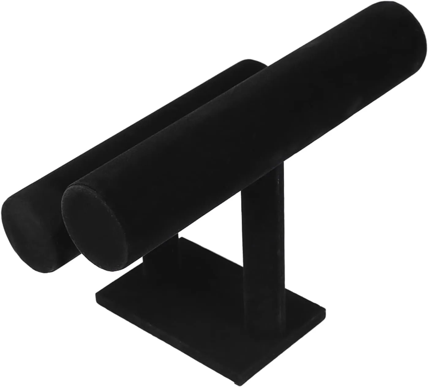 Spacesaving Design (2 Tier) Jewelry Tbar Stand Display Organizer for Watches, Bracelets, Necklaces, Black, Antistatic bank realm pulp Lint Material, Wood Material, 