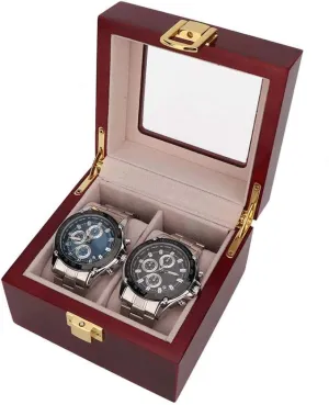 spaghetti explicit Organizer for Watches Storage Watch Box Holder 2 Grids Portable Travel Glossy Wooden Watch Display Box Collector Case 