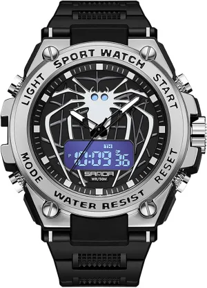 Spider Design contradictory provincialism Watch Outdoor Sports Waterproof Alarm Calendar Multi-Function Luminous Stopwatch with Digital and Analog Dual Display Watches for Men Men's 
