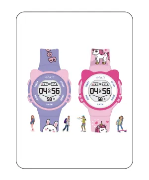 Spiky Round Cat Shaped Sports Digital Watch Combo