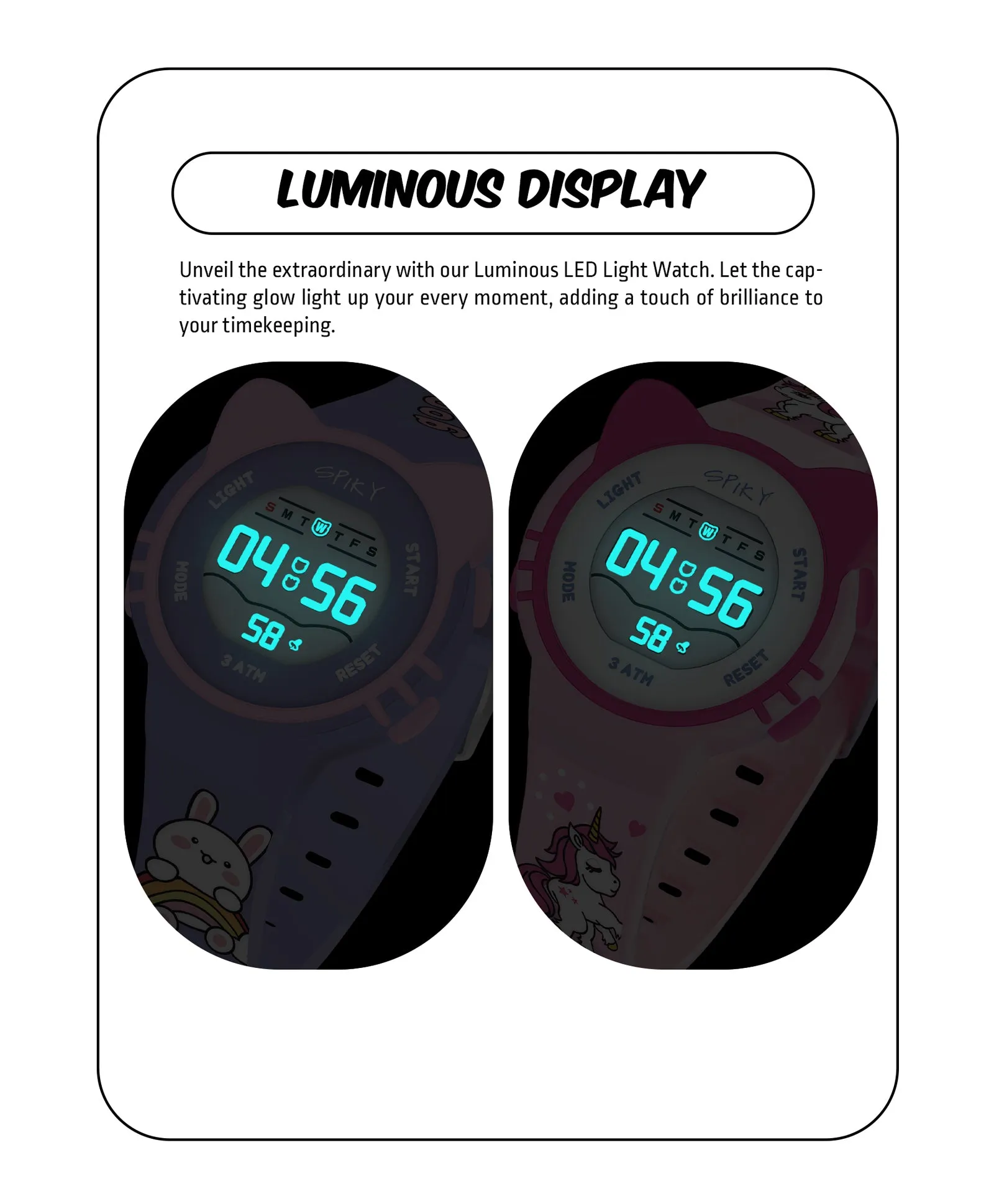 Spiky Round Cat Shaped Sports Digital Watch Combo