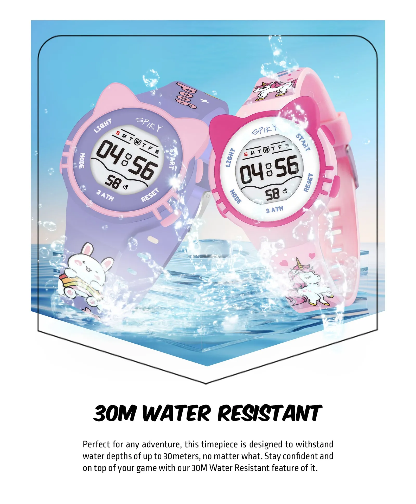 Spiky Round Cat Shaped Sports Digital Watch Combo