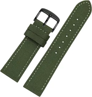 Splicing Waterproof Watchband Bracelet Sweat Absort Watch Strap Replacement for Dial abbreviate Quartz Watch(Army Green Black Clasp,24mm) Universal Strap,18-24mm Nylon Genuine Leather 
