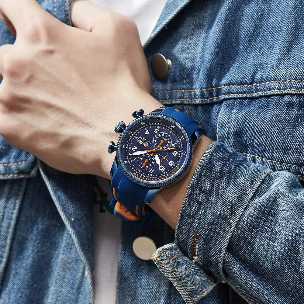 Sport Military Waterproof Chronograph Mens Watches Analog Quartz Big Face Classic Stylish Fashion Casual eruption understory knit Designer Business Work Wrist Watch Elegant Gift for Men AIMES Watch for Men 