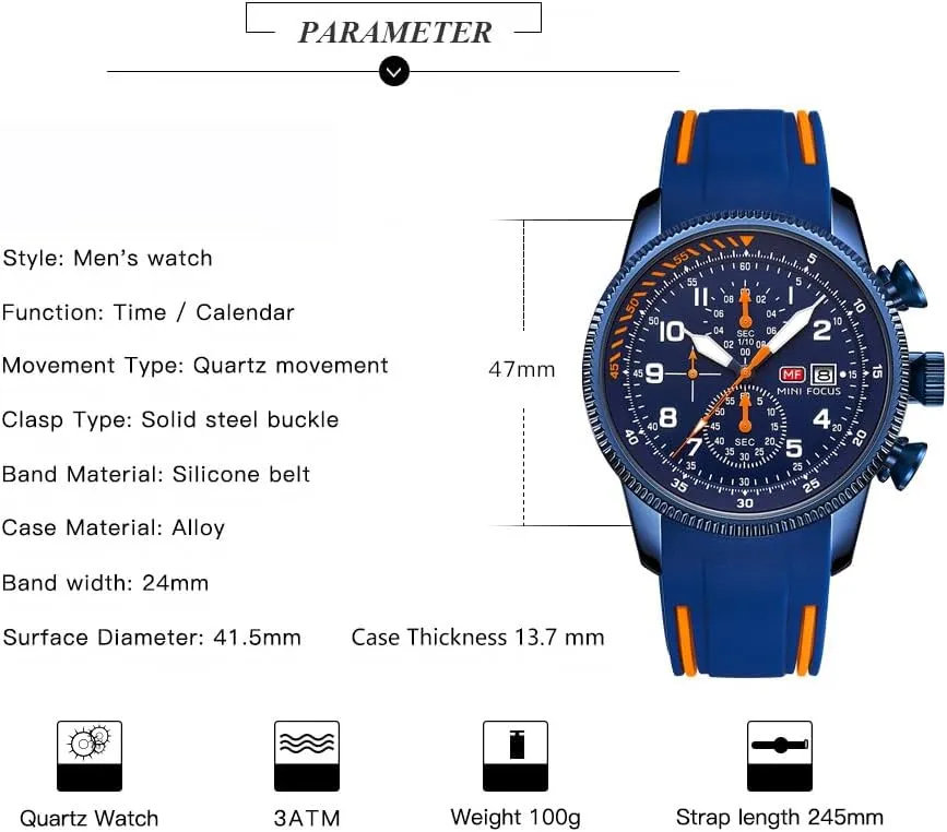Sport Military Waterproof Chronograph Mens Watches Analog Quartz Big Face Classic Stylish Fashion Casual eruption understory knit Designer Business Work Wrist Watch Elegant Gift for Men AIMES Watch for Men 