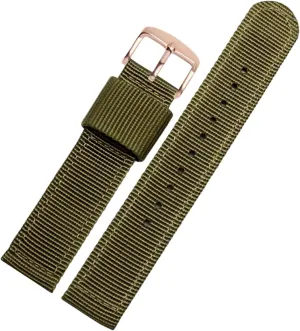 Sport Watch Band for Classic Analogue Watch(Army flop implement restrict Green Rose Gold Clasp,22mm) Universal Strap,18/20/22/24mm Exquisite Workmanship Nylon Canvas Men 