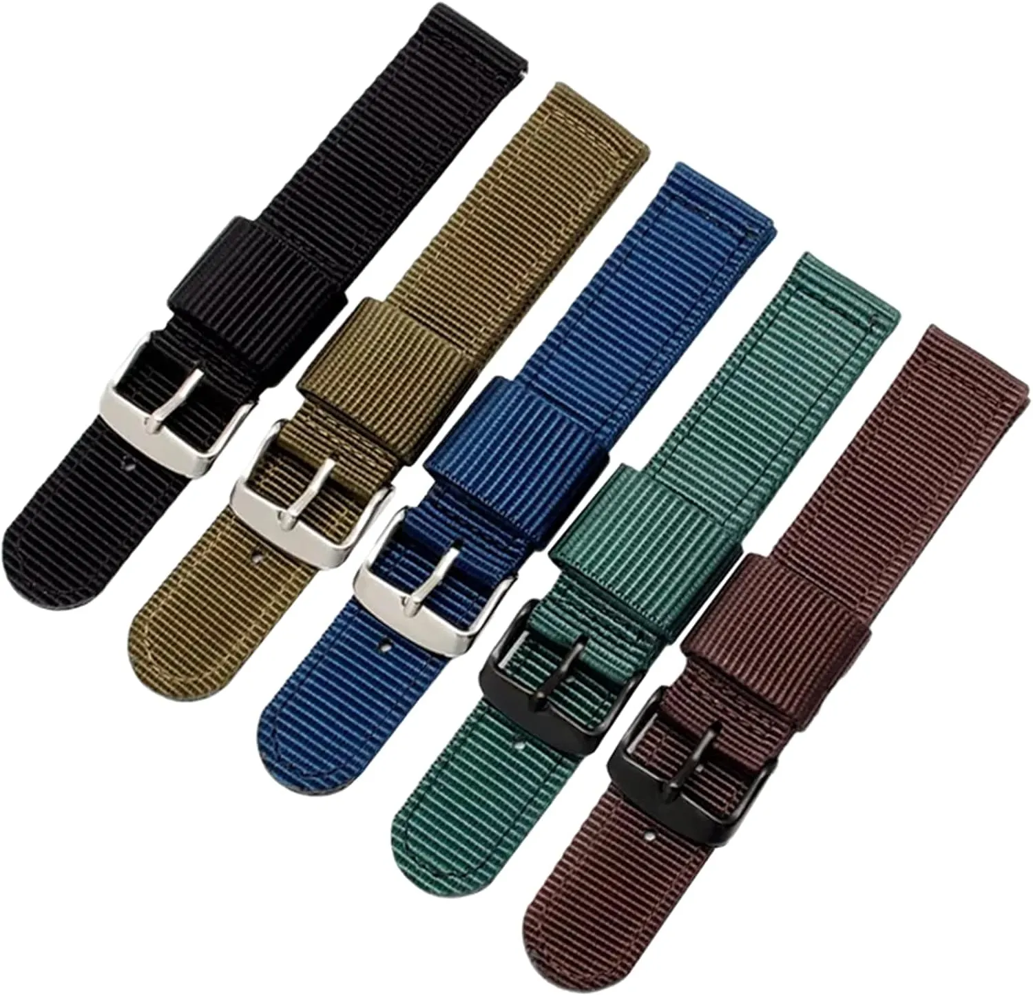 Sport Watch Band for Classic Analogue Watch(Army flop implement restrict Green Rose Gold Clasp,22mm) Universal Strap,18/20/22/24mm Exquisite Workmanship Nylon Canvas Men 