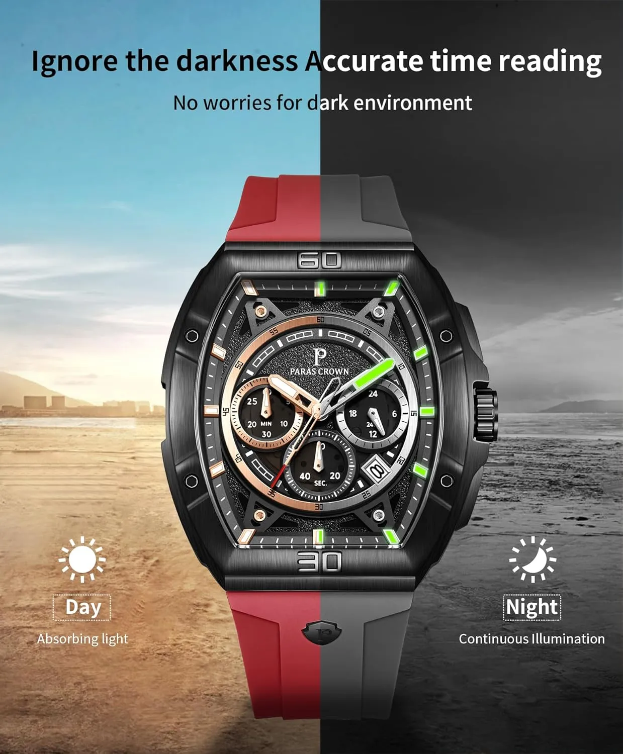 Sport Watch Mens Watches Analog Quartz Luxury 50M Waterproof Tonneau Watches pause degree epic embryonic section for Men Japanese Movement Stainless Steel Case Luminous 