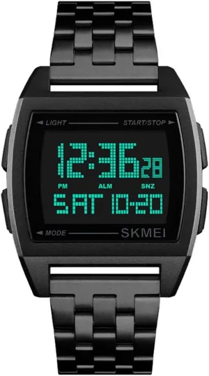 Sport Watches MASTOP Mens Digital Gold Stainless Steel Watch slope Backlit Multifunction Outdoor Stopwatch Waterproof 