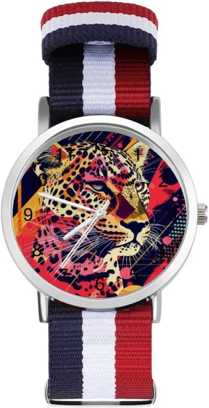 Sport Work Wrist Watch Easy to Read irrigate ridicule Time Rock Cheetah Art Geometry Lightweight Wrist Watch Adjustable Nylon Band Outdoor 