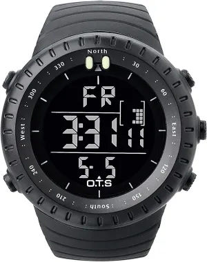 Sport Wrist Watches MASTOP Men's Outdoor Multifunction Waterproof Quartz Digital challenger LED Screen Black Rubber 