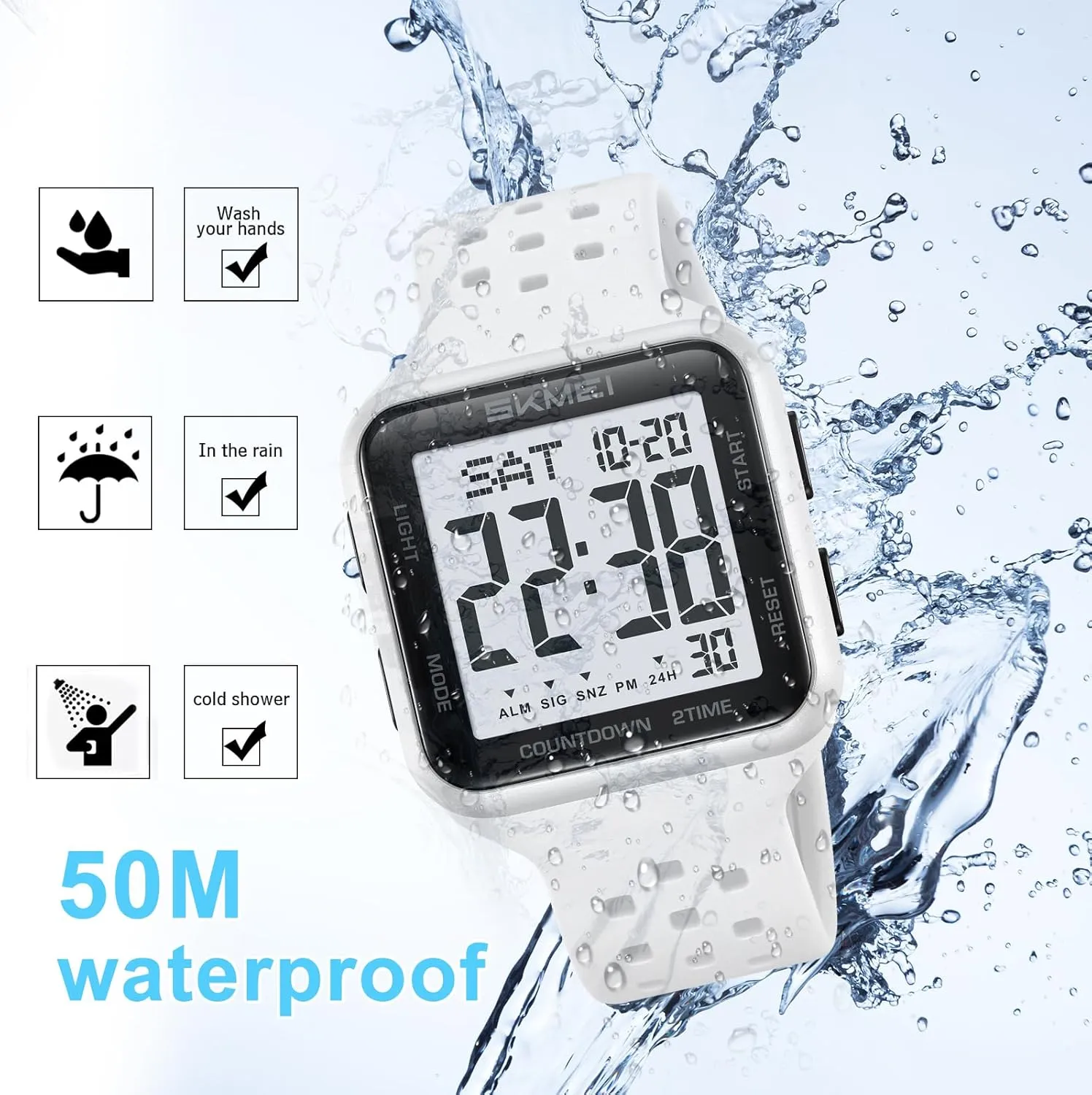 Sports adverse paradigm ideological Watches Waterproof Military Digital Watches for Men with Multifunction Alarm Dual Time Zones Stopwatch(Army Green) SKMEI Men's 