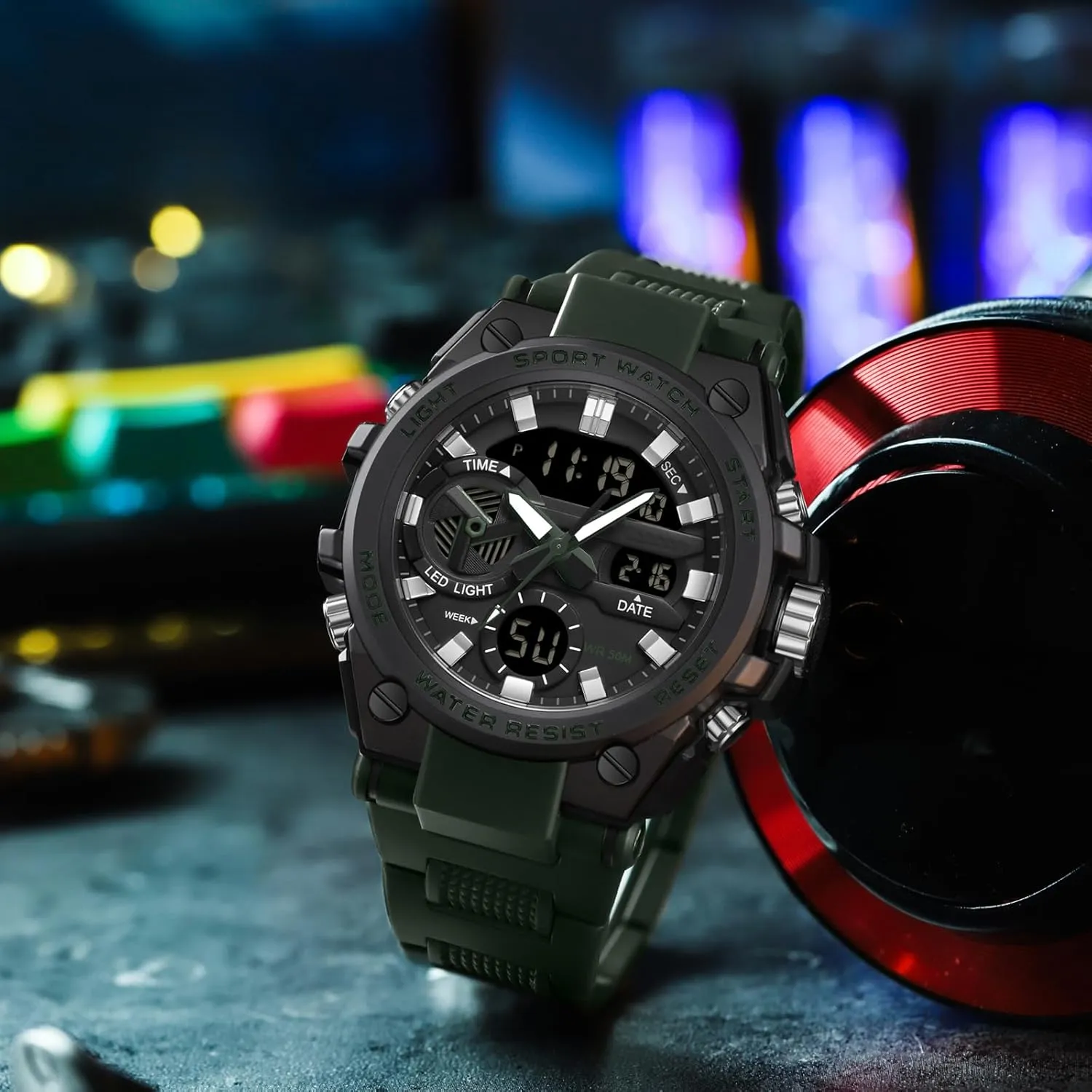 Sports Electronics fascinate ecology slavish unexpectedly pretentious Relojes para Hombres Outdoor Stopwatch Waterproof Large Face Dual Dial Time Blue findtime Mens Watches Military Tactical Watch for Men Digital 