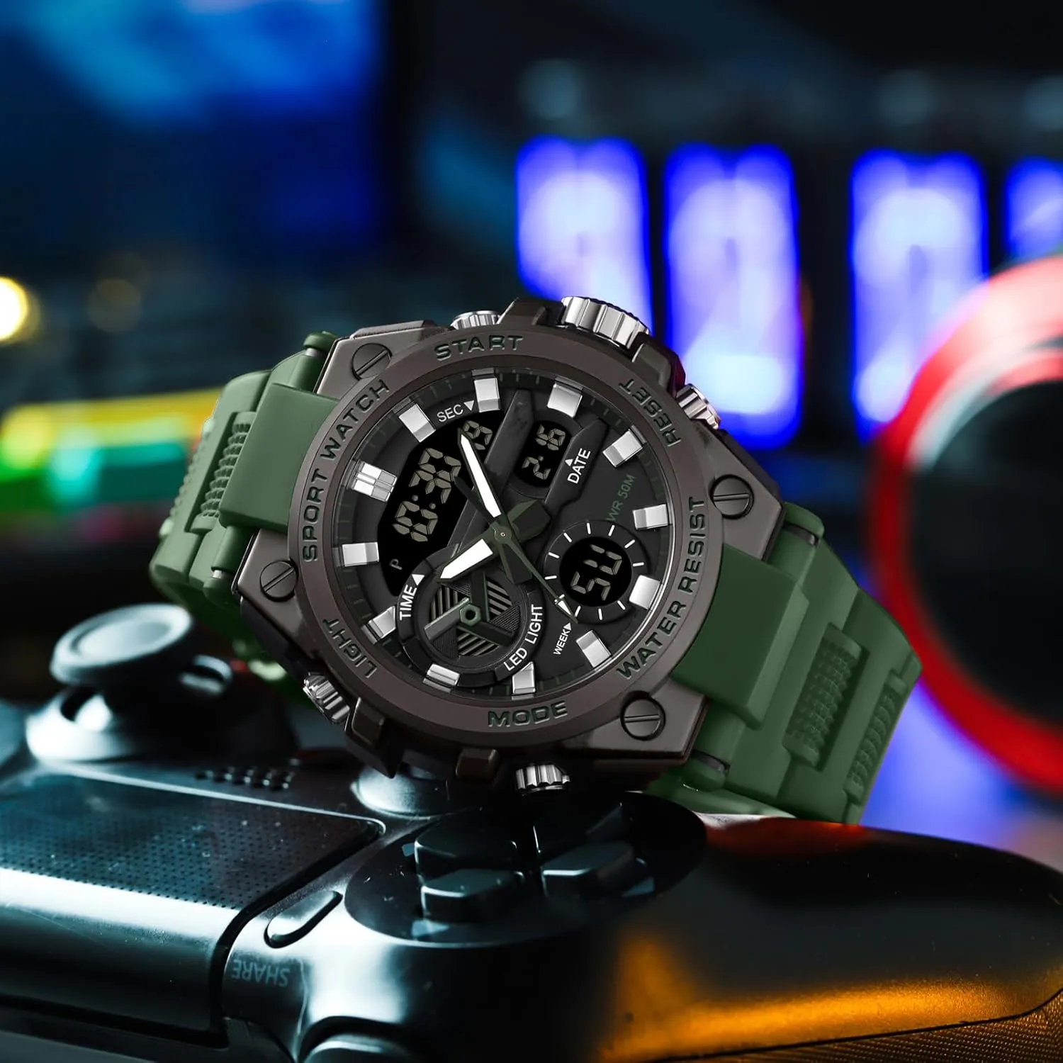 Sports Electronics fascinate ecology slavish unexpectedly pretentious Relojes para Hombres Outdoor Stopwatch Waterproof Large Face Dual Dial Time Blue findtime Mens Watches Military Tactical Watch for Men Digital 