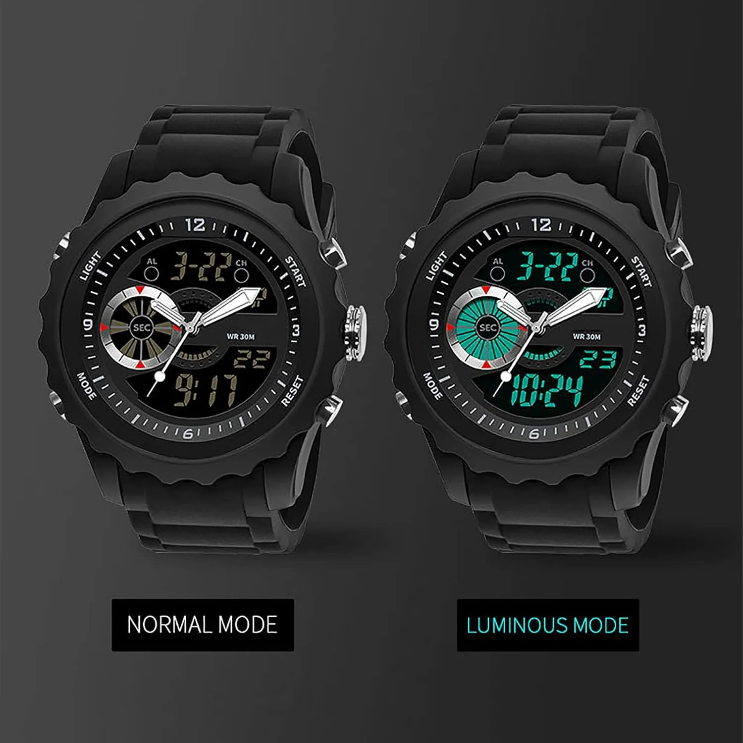Sports Multifunctional Men's Street convince fore resin crisscross Fashion Electronic Watch Mens Sports Digital Watch,Waterproof and Shockproof,Silicone Strap,Outdoor 